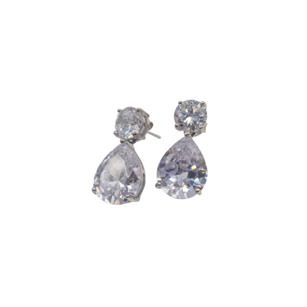 Pendientes plata de ley  y circonita modelo EZC059431 con cierre tipo presión.