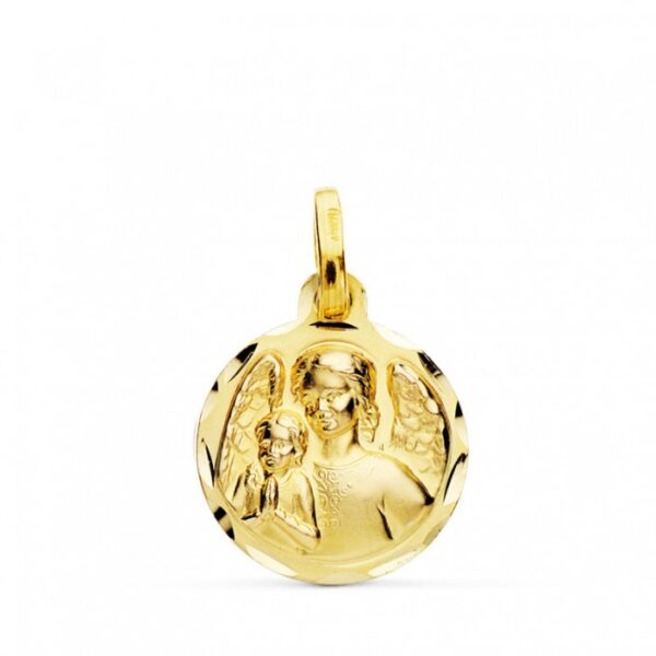 Medalla Ángel de la guarda con niño oro