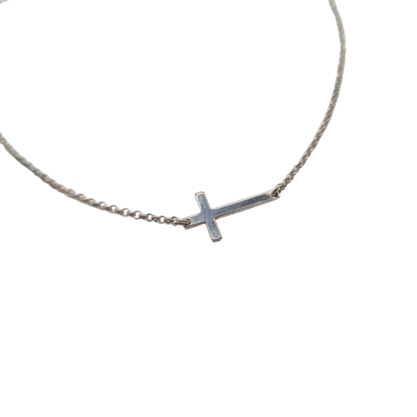 Gargantilla plata Cruz tumbada