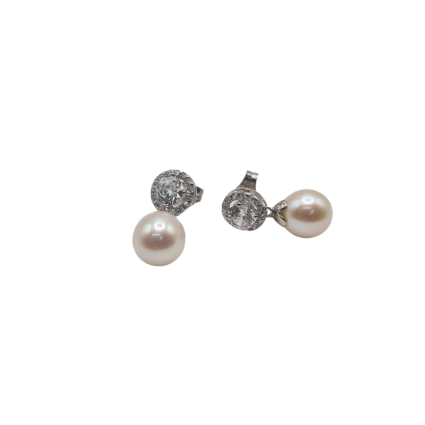 Pendientes oro blanco Pixan con perla