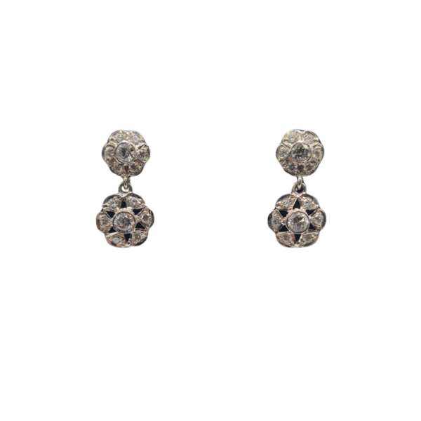Pendientes oro blanco Roseta