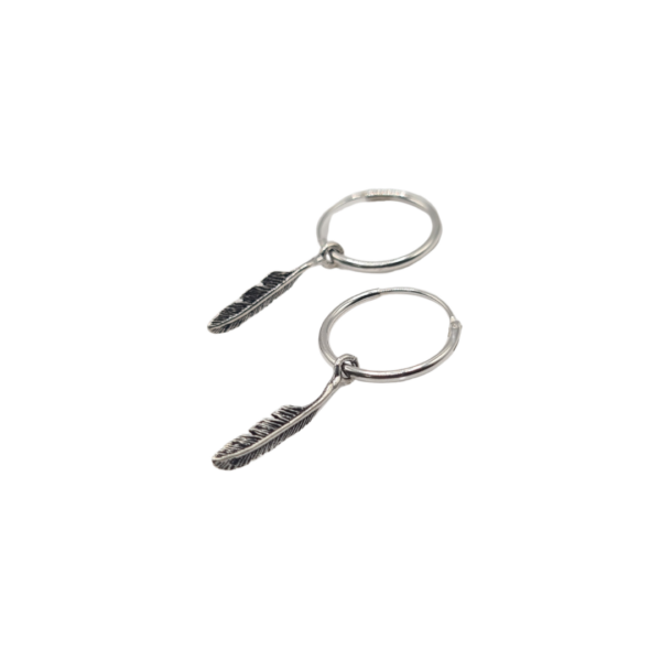Pendientes plata aros con pluma
