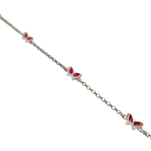Pulsera plata Mariposa rosa