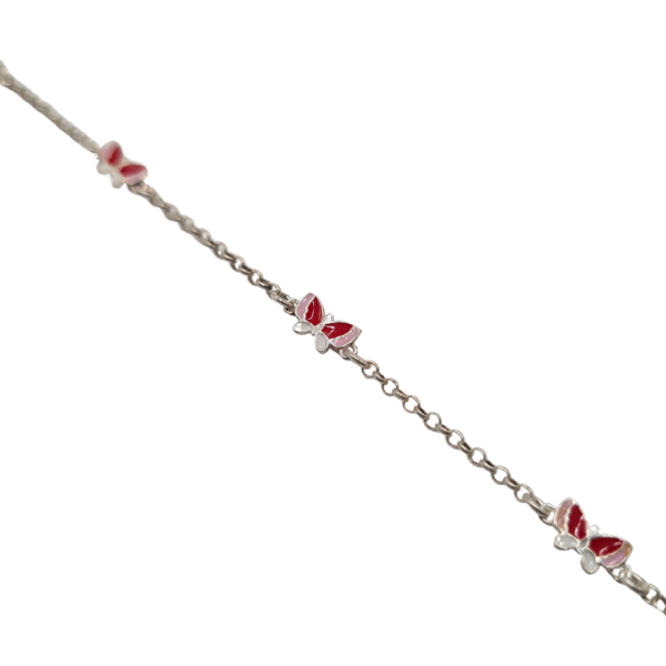 Pulsera plata Mariposa rosa