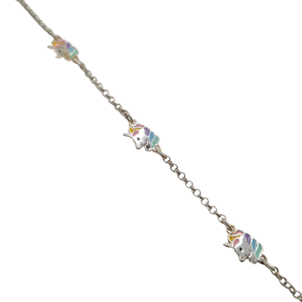 Pulsera plata Unicornio