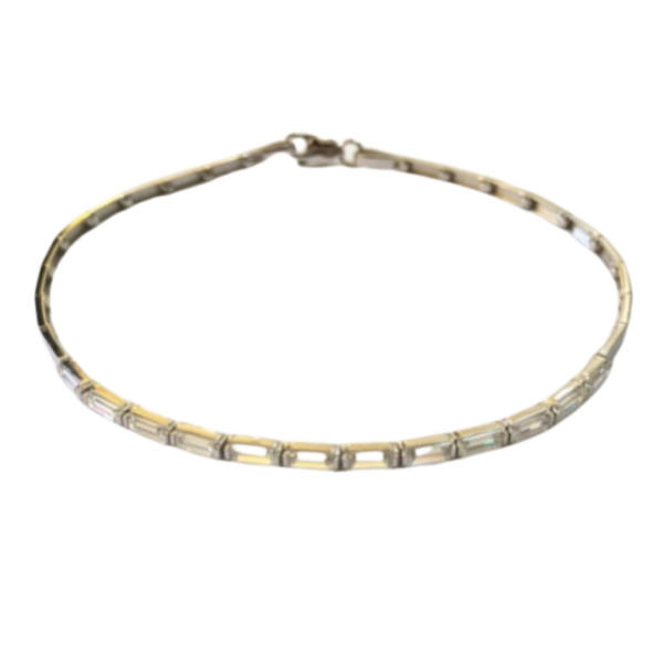 Pulsera oro blanco Baguette