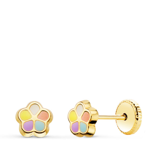 PENDIENTES FLOR ESMALTE 5MM CIERRE TUERCA N2787-3AT