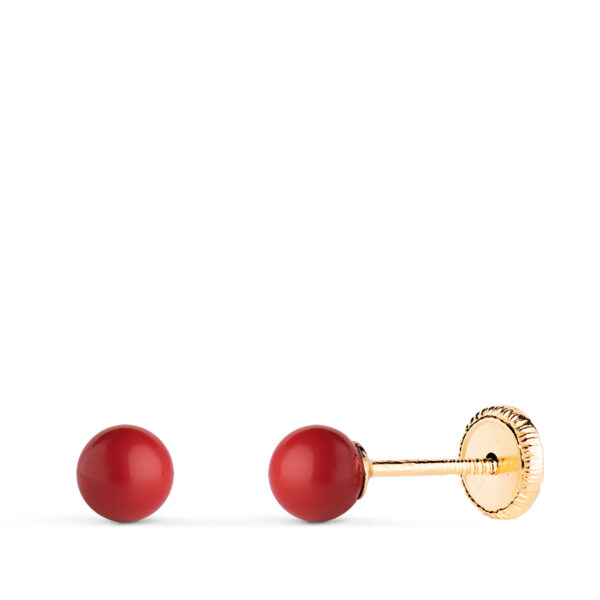 PENDIENTES ORO AMARILLO CORAL CON CASQUILLA. MEDIDA 4 MM. CIERRE TUERCA N3990-4ATC