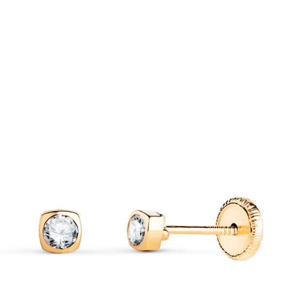 PENDIENTES ORO AMARILLO CUADRADOS CON CIRCONITA. MEDIDA 3X3MM. CIERRE TUERCA N5993-3AT