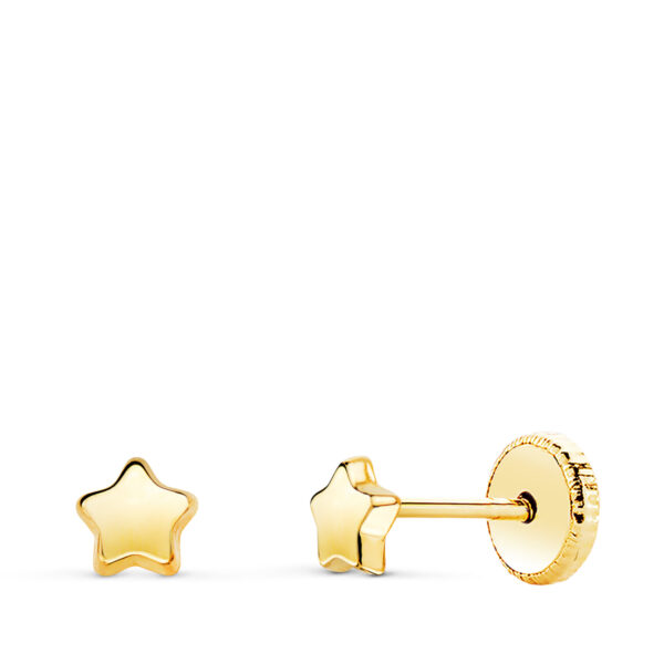 PENDIENTES ORO AMARILLO ESTRELLA LISA 4,5 X 4,5 MM. CIERRE TUERCA N6945-3AT