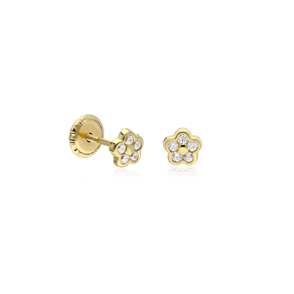 PENDIENTES ORO AMARILLO FLOR CIRCONITA 4.5 MM 7934 3985