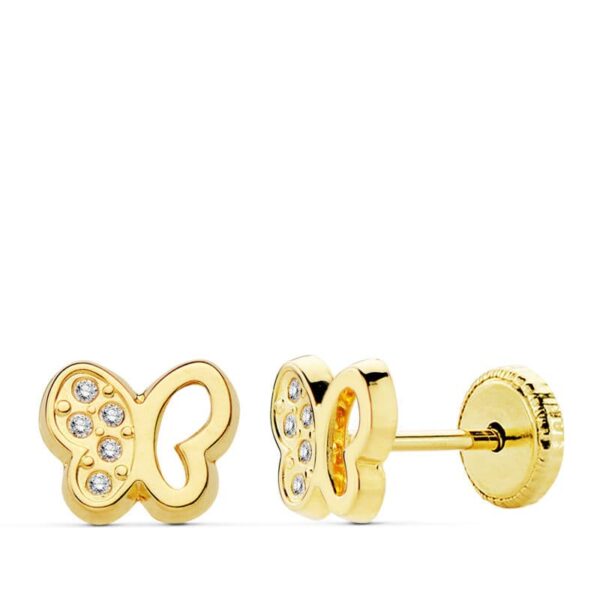 PENDIENTES ORO AMARILLO MARIPOSA CIRCONITA 5.5X6.5 MM 7016 31195