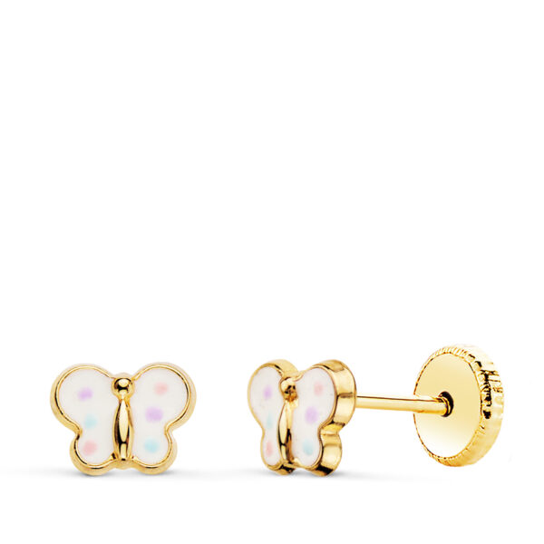 PENDIENTES ORO AMARILLO MARIPOSA ESMALTE 6 X 4,5 MM CIERRE TUERCA N2795-3AT