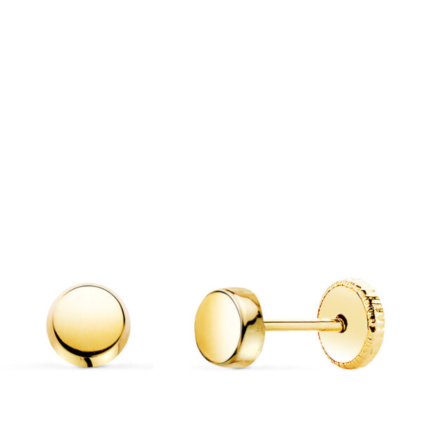 PENDIENTES ORO AMARILLO REDONDOS BRILLO 4,5 MM. CIERRE TUERCA N6941-3AT