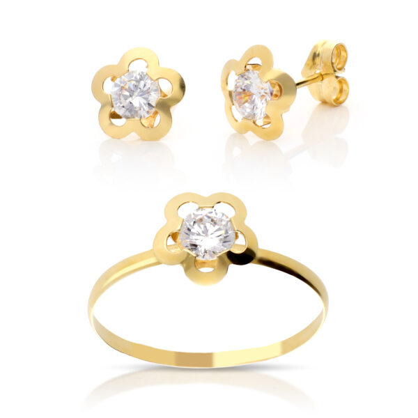 Conjunto oro amarillo flor con circonita Liz