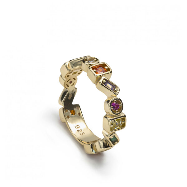 ANILLOS CON PIEDRAS DE DISEÑO GEOMETRICO MULTICOLOR