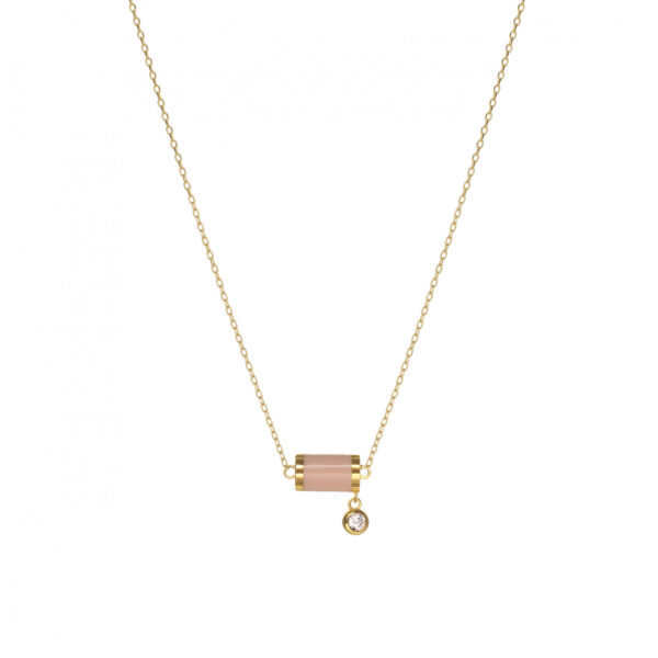 COLLARES CON COLGANTES MOTIVO CENTRAL EN TONO ROSA Y CIRCONITA A MODO DE CHARM