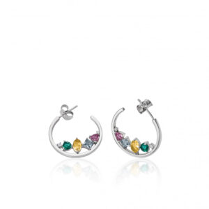 PENDIENTES AROS CON PIEDRAS MOSAICO MULTICOLOR Y CIRCONITAS