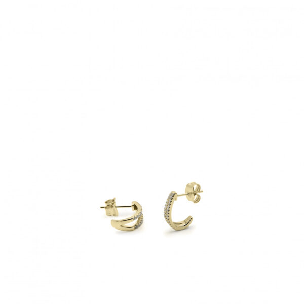 PENDIENTES AROS PEQUEÑOS DISEÑO RAÍL DE CIRCONITAS DOBLE