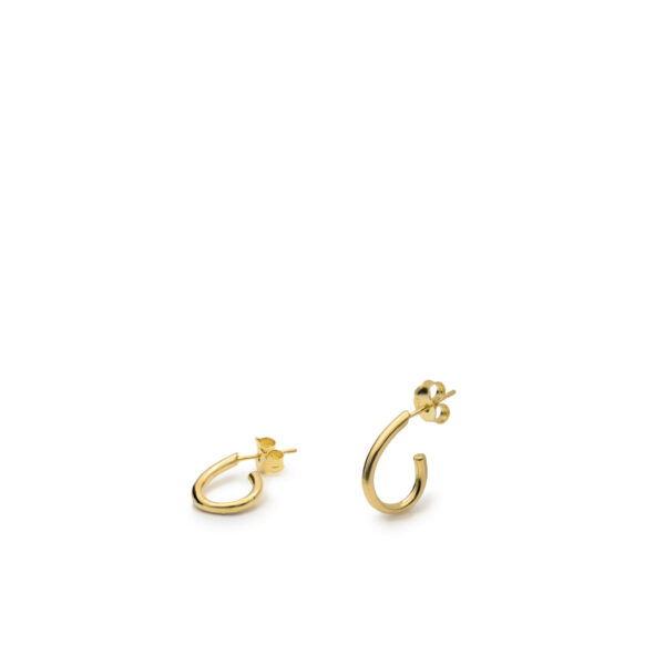 PENDIENTES AROS PEQUEÑOS DISEÑO SEMIABIERTO Y PLATA LISA BAÑADA EN ORO