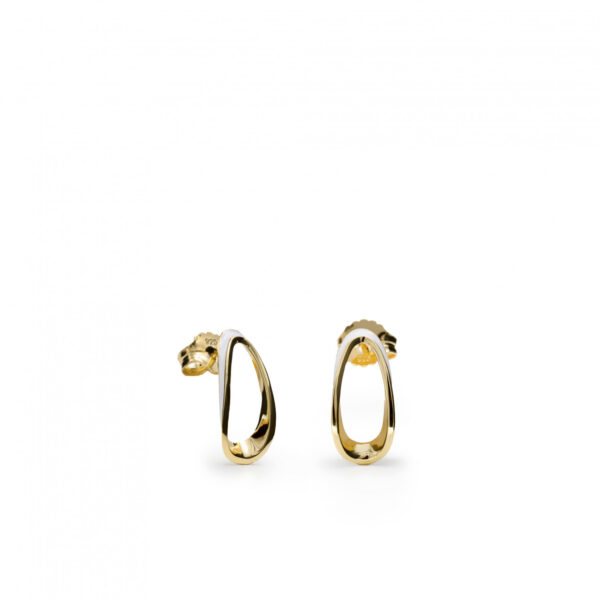 PENDIENTES ORIGINALES DE PLATA DISEÑO IRREGULAR CON ESMALTE BLANCO