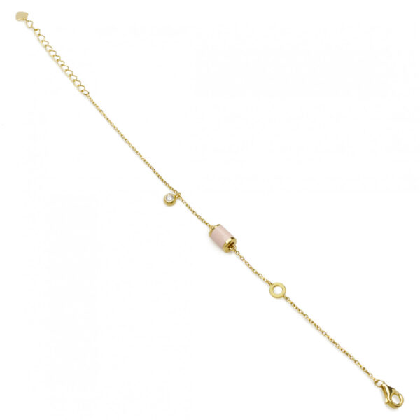 PULSERAS CON COLGANTES MOTIVO CENTRAL EN TONO ROSA Y CIRCONITA A MODO DE CHARM