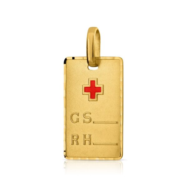 Colgante 18 quilates oro amarillo chapa grupo sanguineo RH 23x14mm