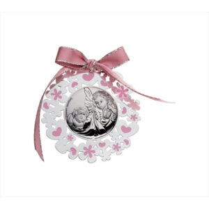 Medallón calado ángel de la guarda rosa