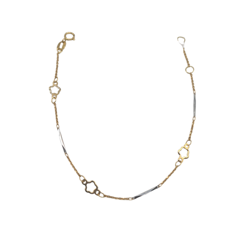 Pulsera 18 quilates oro bicolor petalos`16+2cm
