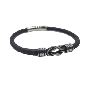 Pulsera Wroclaw cuero negro vikingos 23cm