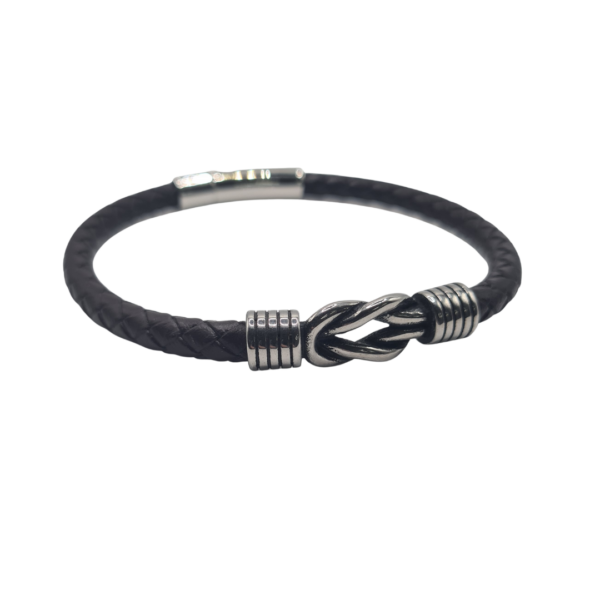Pulsera Wroclaw cuero negro vikingos 23cm
