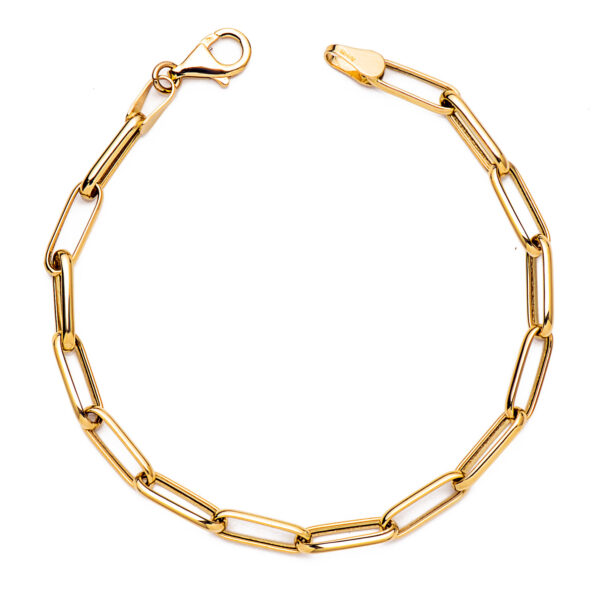 Pulsera oro amarillo hueca eslabones anchos 4mm 19cm