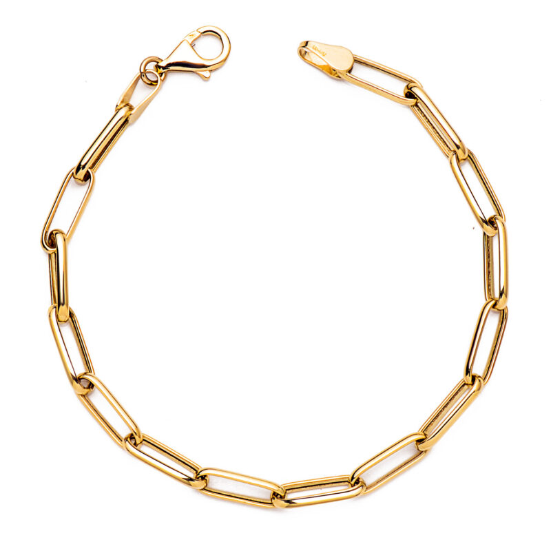 Pulsera oro amarillo hueca eslabones anchos 4mm 19cm