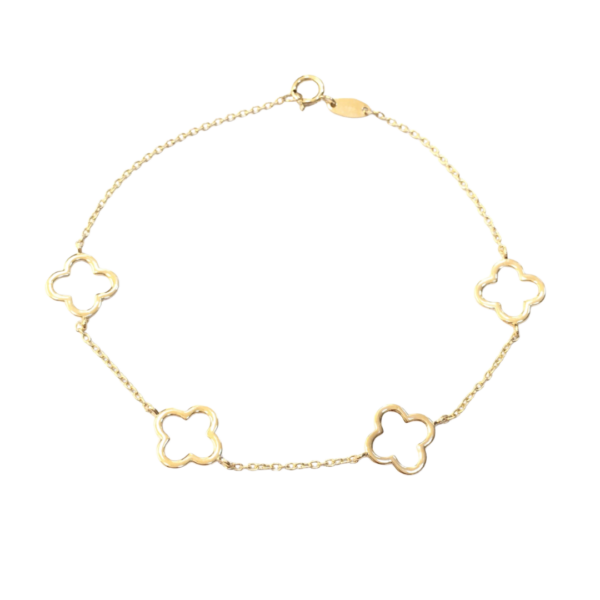 Pulsera oro amarillo trébol calada Haarlem 18cm