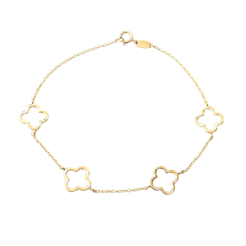 Pulsera oro amarillo trébol calada Haarlem 18cm