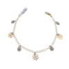 Pulsera18 quilates oro bicolor flores 18cm
