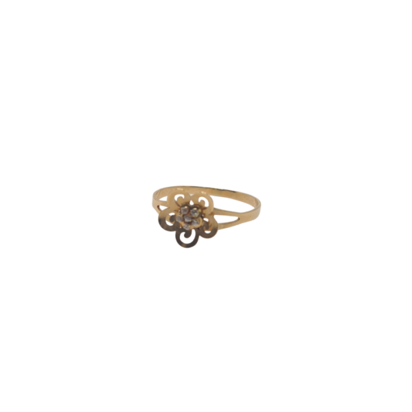 Sortija 18 quilates oro amarillo Jenifer flor doble