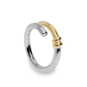 ANILLOS BICOLOR DE PLATA DISEÑO CON NUDO CENTRAL