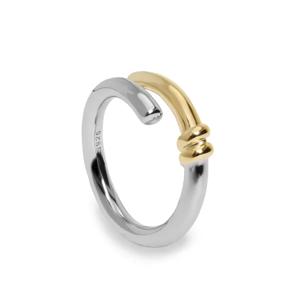 ANILLOS BICOLOR DE PLATA DISEÑO CON NUDO CENTRAL