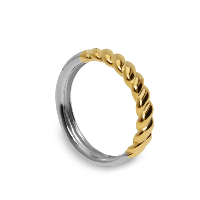 ANILLOS BICOLOR DE PLATA DISEÑO ESTILO CUERDA