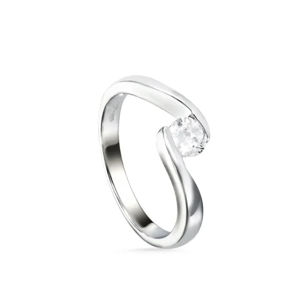ANILLOS DE COMPROMISO DE PLATA DISEÑO IRREGULAR CON CUARZO ADAMANTINO