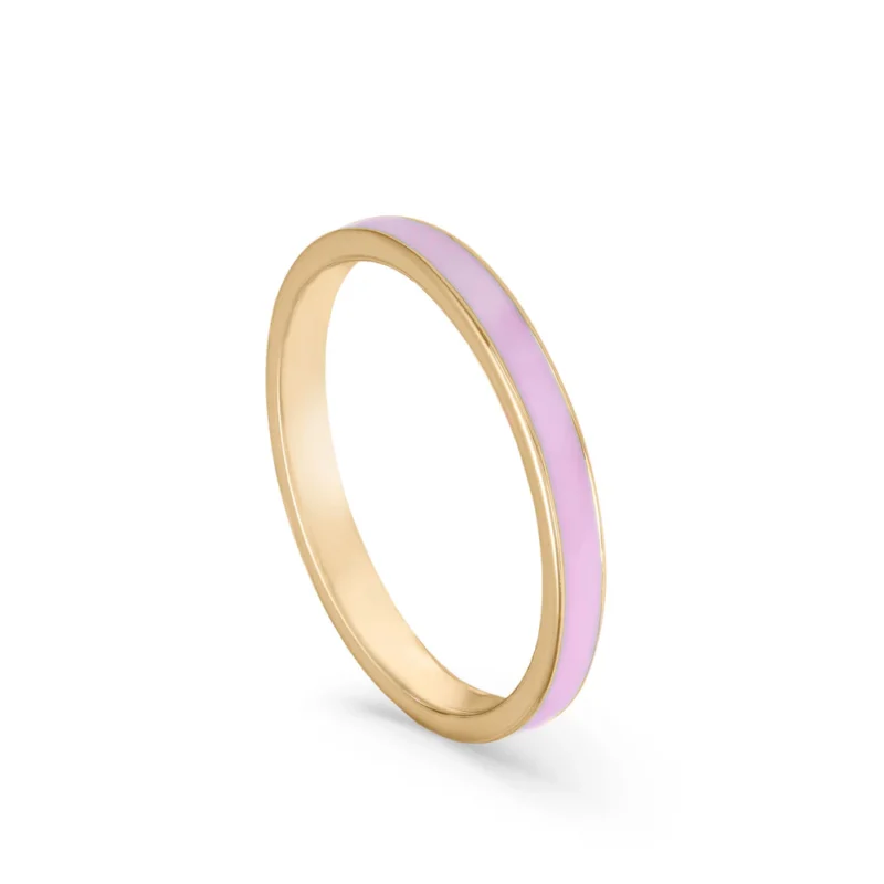 ANILLOS FINOS DE PLATA DISEÑO ESMALTE ROSA PALO