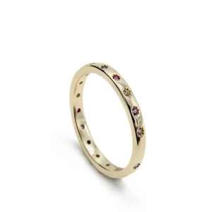 ANILLOS FINOS EN DORADO DISEÑO GEMAS MULTICOLOR