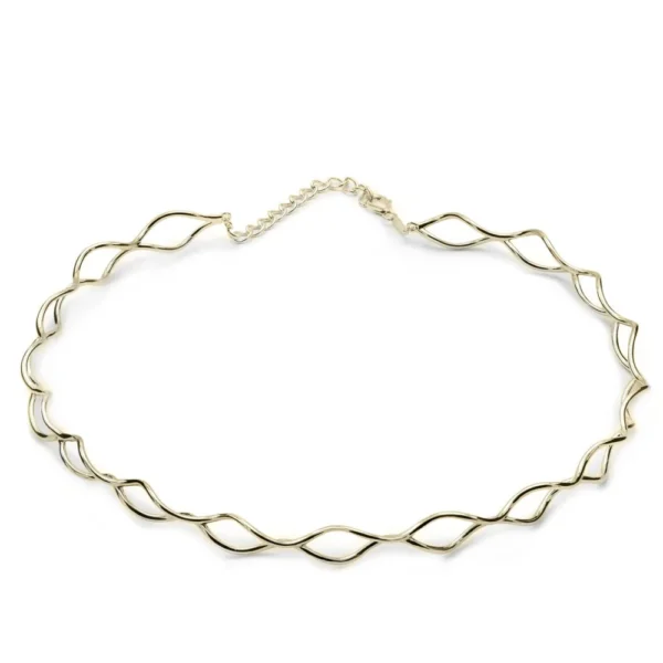 CHOKER RÍGIDO DISEÑO ZIG ZAG DE PLATA BAÑADA EN ORO