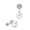 PENDIENTES DE PLATA CON PERLA BLANCA Y CIRCONITAS