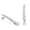 PENDIENTES LARGOS DE PLATA DE LEY CON PERLA Y CIRCONITAS BLANCAS