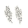 PENDIENTES LARGOS NOVIA DE PLATA DISEÑO ESTILO NATURE CON CIRCONITAS