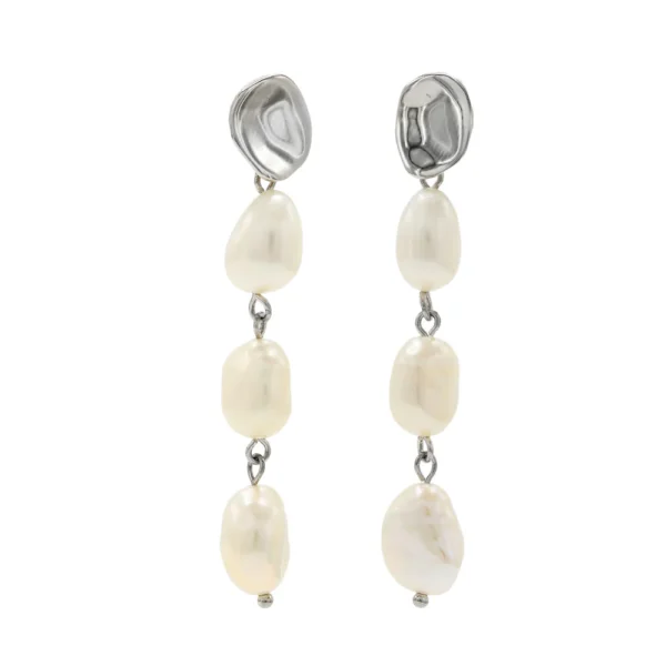 PENDIENTES LARGOS PERLAS DISEÑO LÍQUIDO IRREGULAR
