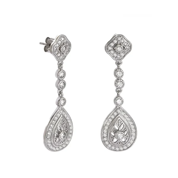 PENDIENTES NOVIA DE PLATA SWAROVSKI DISEÑO GOTA CON CIRCONITA