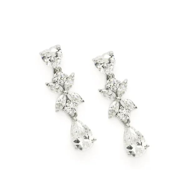 PENDIENTES NOVIA DISEÑO FLORAL CON CUARZOS ADAMANTINOS